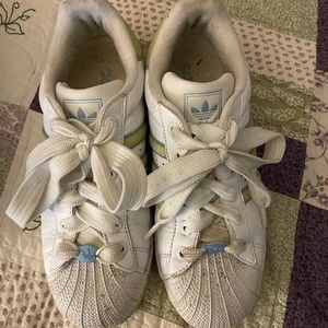 Adidas Ortholite Green/White Superstars 7 W